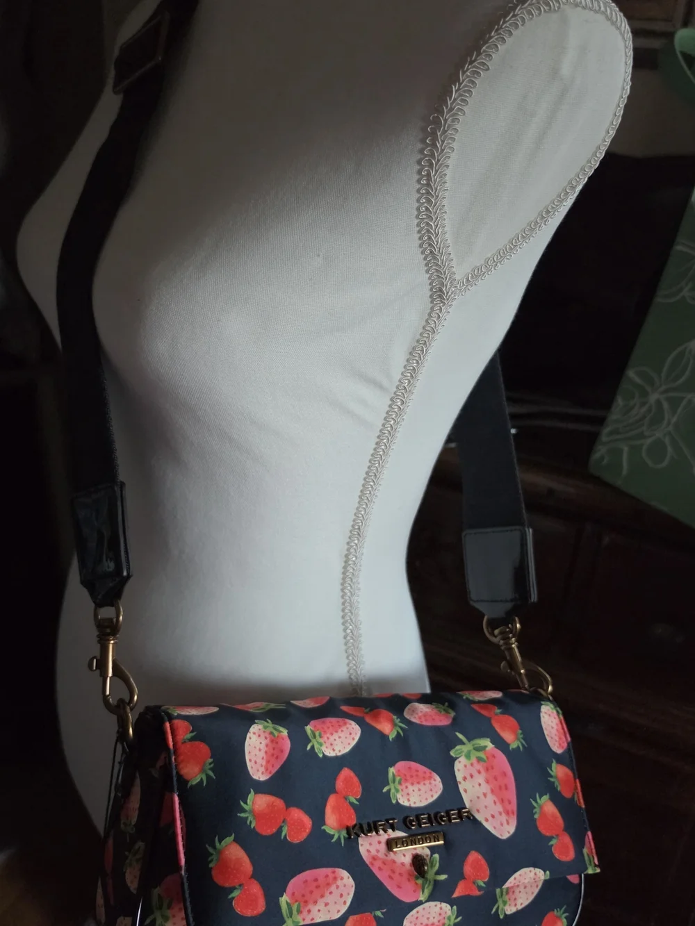 Kurt Geiger London Navy Strawberry Print Crossbody Bag To Handbag